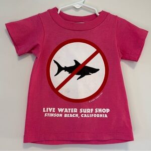 Vintage 80s Live Water Surf Shop Stinson Beach CA Pink T-Shirt Child XS